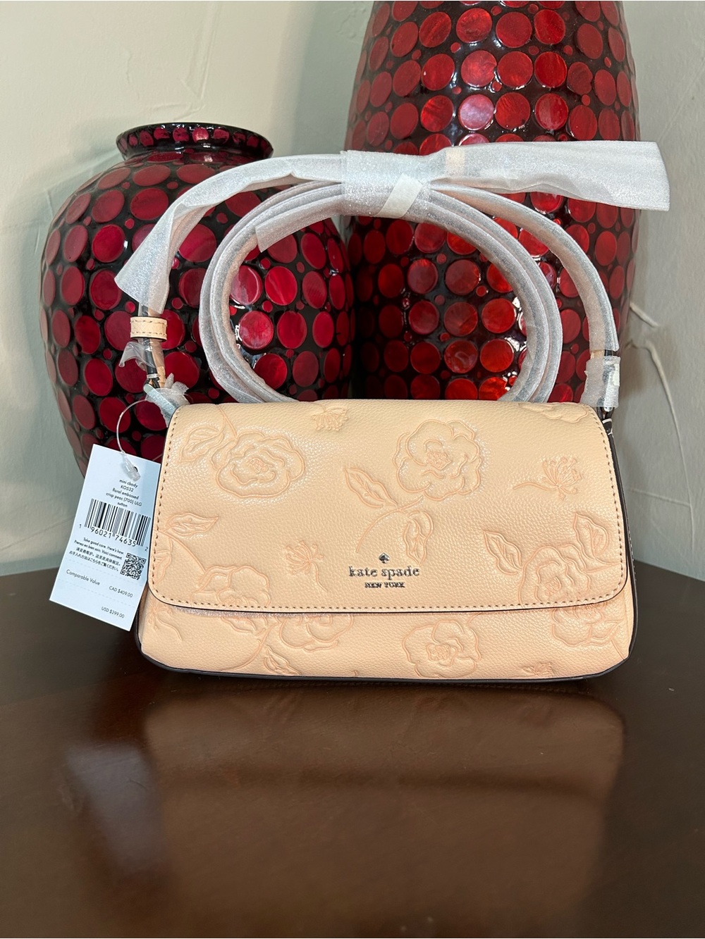 Kate Spade Sutton Floral Mini Crossbody Bag in Crisp Peach MSRP $299